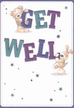 Brimming with cheerful optimism, this vividly illustrated get well card is a favourite for those wishing to send warmth throughout Sipson and its quiet corners. Two adorable characters-a round, inviting teddy bear and an exuberant puppy-leap from the card, balancing and presenting the bold, colourful letters spelling 'Get Well.' The hues of indigo and teal set the words aglow against a creamy white background, infusing the vibe with gentle vibrancy akin to a sunlit bouquet arranged in Florist Sipson's studio. Whimsical stars in varying shades of blue and purple scatter across the scene, their twinkle evoking hope and the promise of brighter days ahead. The soft, tactile quality of the illustrated fur almost suggests the comfort of a beloved plush toy, while the overall composition radiates tenderness and reassurance. It's easy to imagine this card accompanying fresh flowers destined for someone recovering near Sipson Village Hall or a cheerful hospital room close to Harmondsworth Lane. This is more than just a card-it's a heartfelt message wrapped in visual tenderness, designed to bring comfort to anyone in need within the close-knit Sipson community.